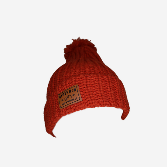Pom Beanie Burnt Orange Leather